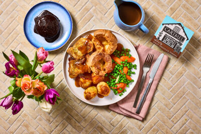 Classic Roast Chicken Thigh, Yorkshire Puds, Gravy & Dessert